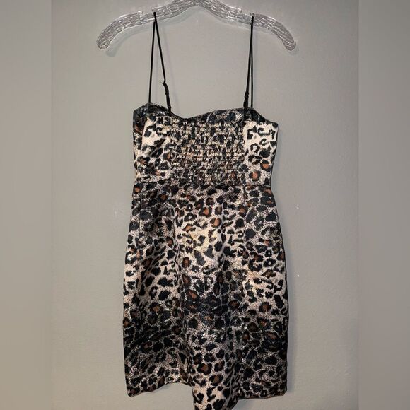 Urban Outfitters Spaghetti Strap Bodycon Slit Leopard Dress XS NEW #719 - Picture 5 of 12